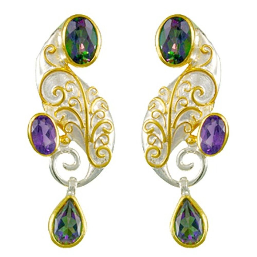 Michou Timeless Scrolls Sterling Silver and 22K Gold Vermeil Earring